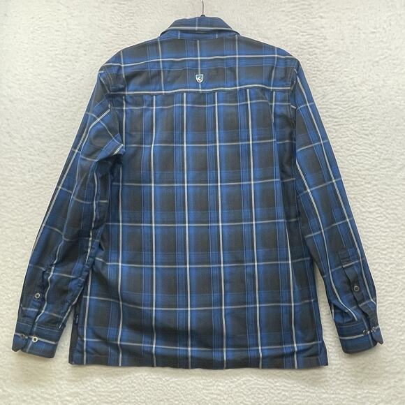 Kuhl Shirt Mens Medium Blue Button Down Eluxor Plaid Outdoor Hiking Lumberjack - Picture 2 of 11